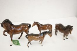 4 Brown Royal Doulton horses