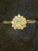 9ct Gold ring set with heart shaped cz stones Size