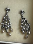 Boxed pair of silver Victorian drop earrings