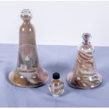 Three Isle of Wight souvenir moulded glass sand lighthouses