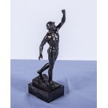 A bronze figure on a marble base 25cm tall