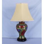 A cloisonne table lamp and shade