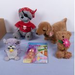 A collection of soft toys including a vintage Furbie