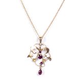 9ct gold pendant and chain set with amethyst