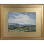 A gilt framed watercolour depicting a moorland scene signed Edward Heatley 47cm x 58cm