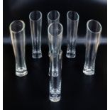 Seven glass vases