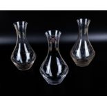 Three Austrian glass carafes