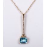 9ct gold aquamarine dropper pendant and chain