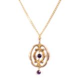 9ct gold pendant and chain set with garnets