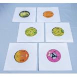 Six original 45rpm records (in new covers) George Harrison- My Sweet Lord; David Bowie- Ziggy