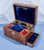 Lady's Victorian Walnut toiletry/jewellery travel box 30cm x 22cm x 17cm