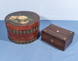 An inlaid mahogany box and one other