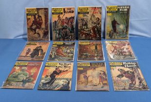 12 vintage Classic comics no. 7,23,25,30,34,38,59.64,76,77,78,93