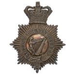 Irish King County Royal Rifles Militia Victorian Officer shako plate. Fine rare die-stamped silvered