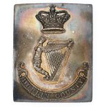 Irish County Dublin Militia Victorian Officer shoulder belt plate. Fine rare silvered rectangular