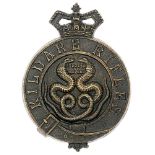 Irish Kildare Rifles Militia Victorian glengarry badge circa 1874-81. Good die-stamped blackened