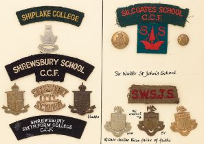 Shiplake, Shrewsbury, Silcoates, Sir Walter St.Johns School OTC and CCF 15 items of insignia. Good