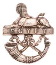 Royal Ulster Rifles Officer's 1932 HM silver pouch badge. Fine scarce Birmingham hallmarked Sphinx