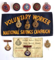 WW2 Period 11 Home Front National Savings Badges. Comprising: Voluntary Worker National Savings