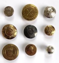 7 Georgian / Victorian Officer open-back coatee buttons and 2 others. 78th Foot ... General