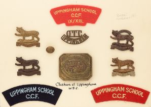 Uppingham School OTC and CCF 10 items of insignia. Good assortment of badges, button, buckle and