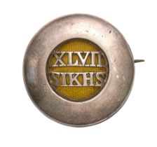 Indian Army. 47th Sikhs Officer's pagri badge circa 1903-22. Good dished hollow silvered quoit,