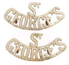 Australian 2 x St. George's English Rifle Regiment shoulder titles c 1900-18. Good scarce die-cast