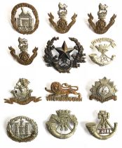 12 Victorian / Edwardian Infantry cap badges. Dorsetshire ... 3 x Loyal North Lancashire QVC ...