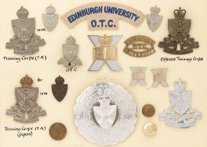 Scottish. Edinburgh University OTC and UTC 17 items of insignia. Good assortment of badges, buttons,