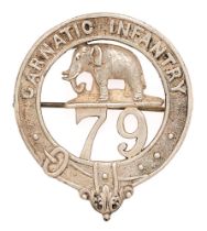 Indian Army. 79th Carnatic Infantry Edwardian Officers's pagri badge circa 1901-03. Good scarce