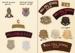 Merevale College Newport, Merstham, Millfield and Mill Hill School OTC and CCF 15 items of insignia.