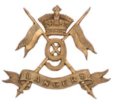 9th (Queen's Royal) Lancers Victorian cap badge circa 1896-1901. Good scarce unusual die-stamped