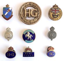 9 Home Front Home Guard Etc. WW2 Lapel Badges. Including Home Guard various patterns ... Harrow