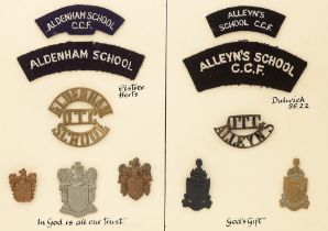 Aldenham School and Alleyn's School OTC and CCF 11 items of insignia. Good assortment of badges