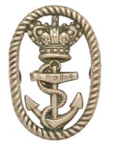 Naval Yard Police Victorian 1st pattern cap badge. Similar good scarce die-stamped white metal roped