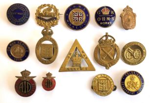 14 Home Front WW1 Factory Munition Works Etc. Lapel Badges. Including Sir W C Armstrong