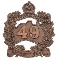 49th (Prahran) Australian Infantry slouch hat badge circa 1912-18. Good scarce example by STOKES &