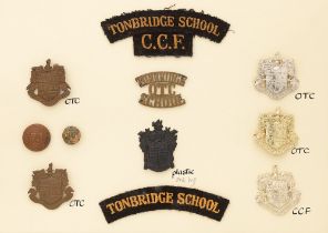 Tonbridge School OTC and CCF 11 items of insignia. Good assortment of badges, buttons and shoulder