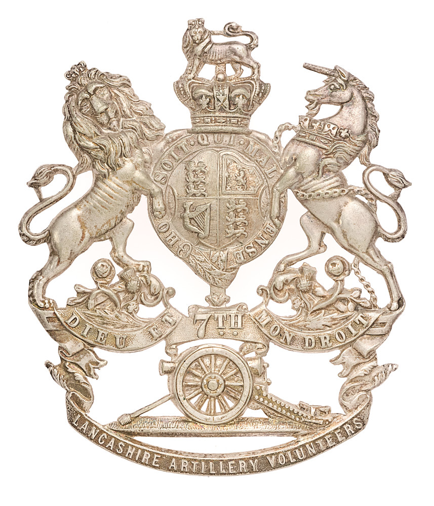 7th Lancashire Artillery Volunteers Victorian helmet plate circa 1878-1901. Good scarce die-