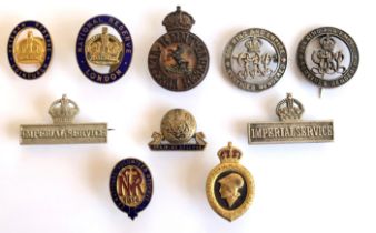 10 National and Veteran Reserve Etc. WW1 Lapel Badges. Including Veteran Reserve Edinburgh...