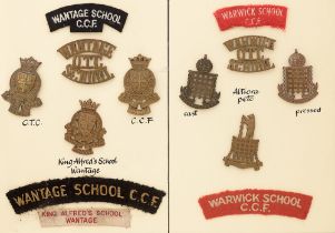 Wantage School, Warwick School OTC and CCF 13 items of insignia. Good assortment of badges and