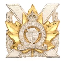 Canadian Perth Regiment Officer's glengarry cap badge circa 1948-52. Fine scarce die-cast silvered