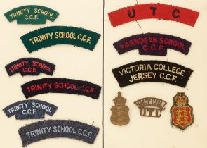 Trinity School, Varndean School, Victoria College Jersey OTC and CCF 12 items of insignia. Good