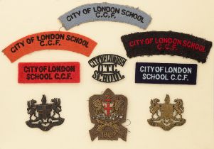 City of London School OTC and CCF 9 items of insignia. Good assortment of badges and shoulder