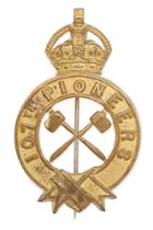 Indian Army. 107th Pioneers pagri badge circa 1903-22. Good British die-stamped brass crowned