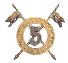 5th Royal Irish Lancers pre 1922 Officer's cap badge. Fine rare gilt QUIS SEPARABIT circlet