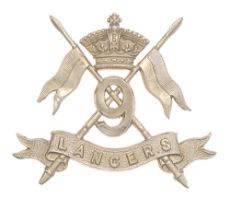 9th (Queen's Royal) Lancers Victorian cap badge circa 1896-1901. Good scarce die-stamped white metal