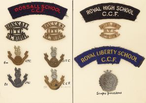 Rossall School, Royal High School, Royal Liberty School OTC, JTC and CCF 11 items of insignia.