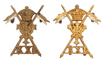 21st (Empress of India's) Lancers Victorian last pattern collar badges. Two good scarce die-cast