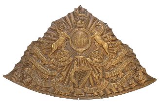 5th Royal Irish Lancers Victorian post 1870 lance cap plate. Good scarce die-stamped brass